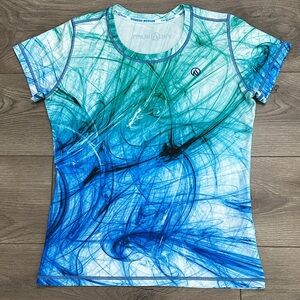 INKnBURN Sketch Tech Short Sleeve Shirt Blue Green Size Medium